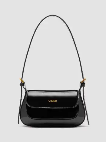 FAUX PATENT LEATHER SHOULDER BAG