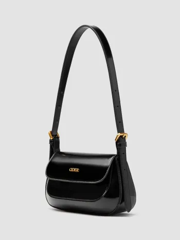 FAUX PATENT LEATHER SHOULDER BAG