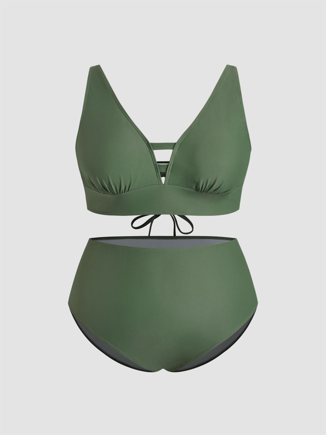 Shaping V-neck Lace Up Bracelet Full Coverage Bikini Swimsuit Curve & Plus