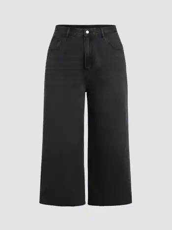 Denim Solid Pocket Baggy Jeans Curve & Plus