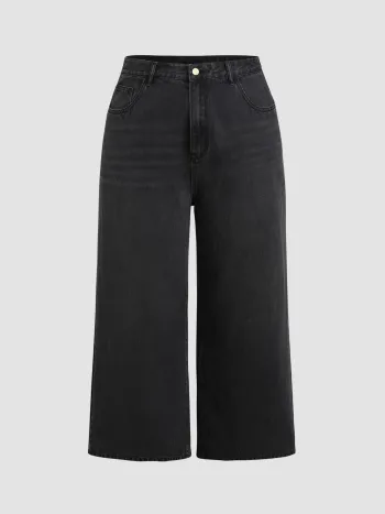 Denim Solid Pocket Baggy Jeans Curve & Plus