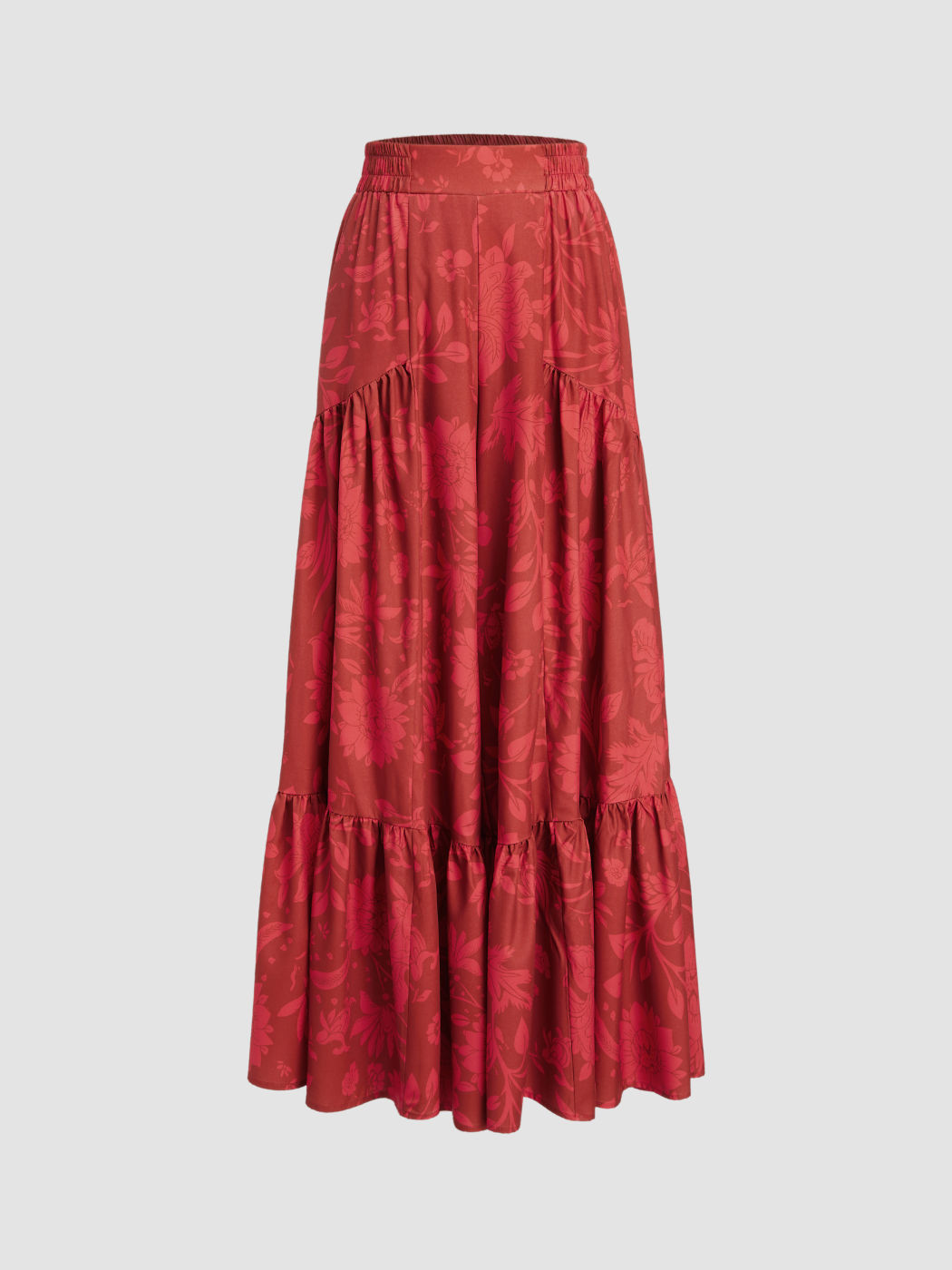 Woven Mid Rise Floral Wide Leg Trousers