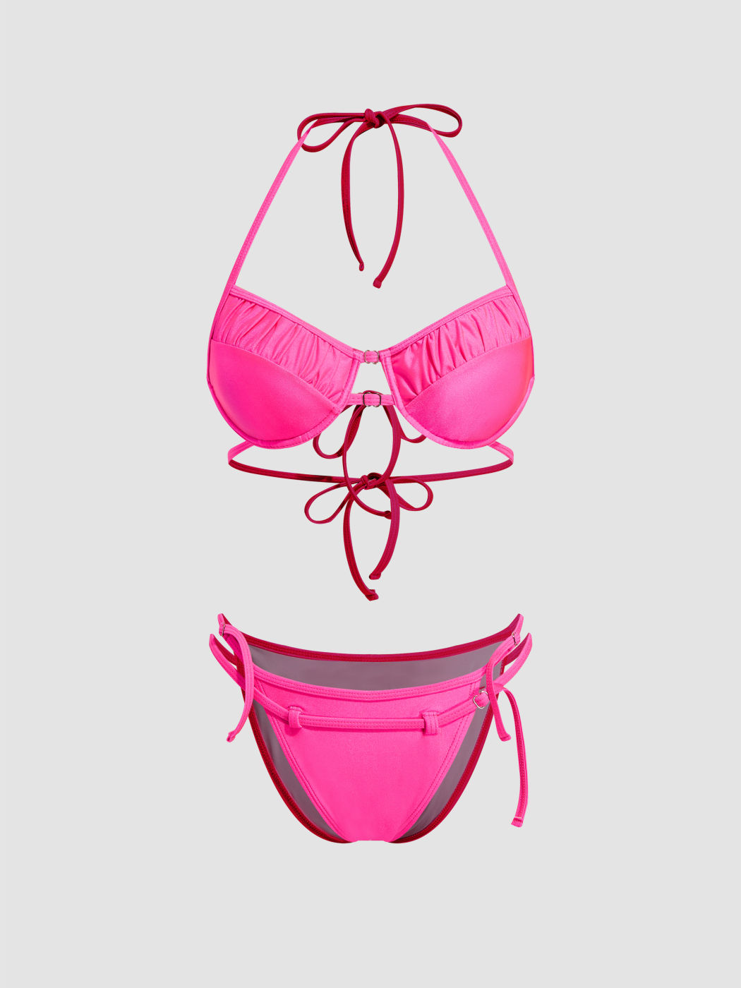 Halter Knotted Underwire Cheeky Bikini Swimsuit