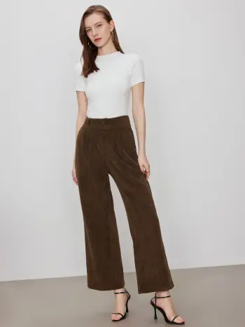 Corduroy Cropped Pleated Trouser 