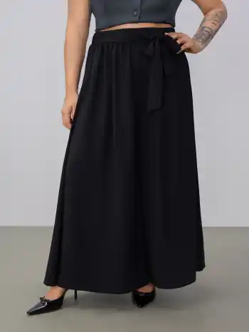 High Rise Schleife Weite Hosen Kurve & Plus