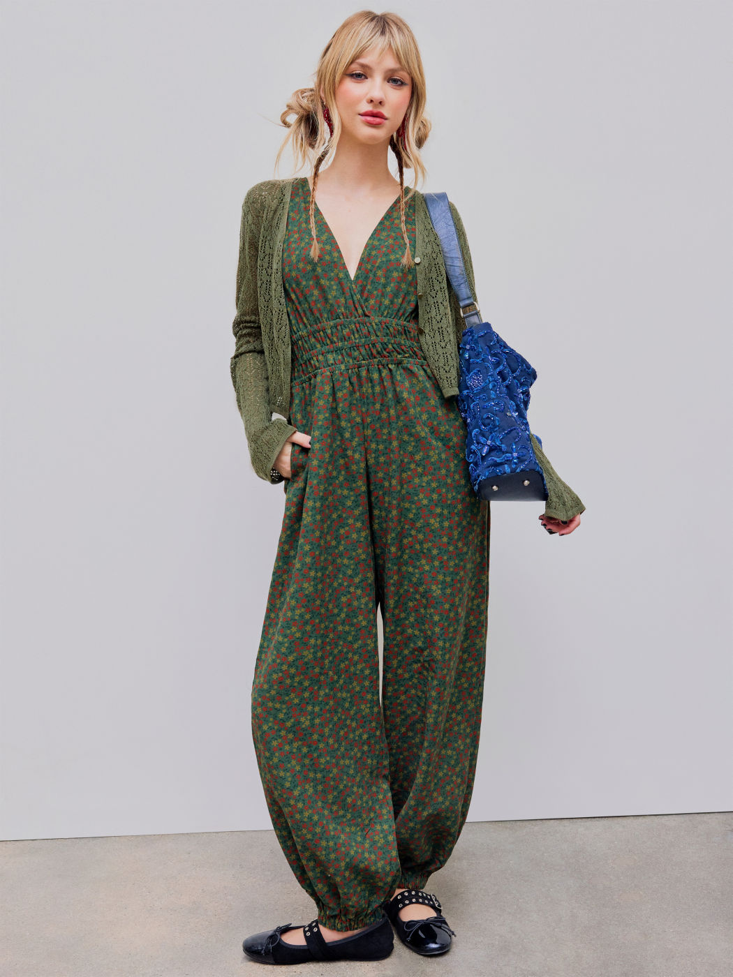 Ditsy Floral Pocket Jogger Jumpsuit