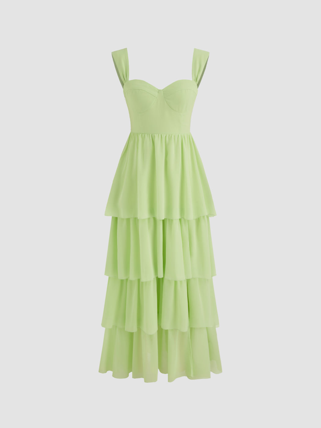 Chiffon Sweetheart Layered Split Maxi Dress