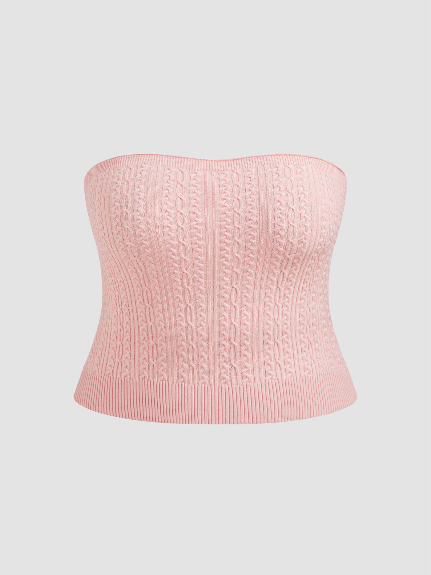 Texture Solid Knitted Tube Top & Knotted Shrug Curve & Plus