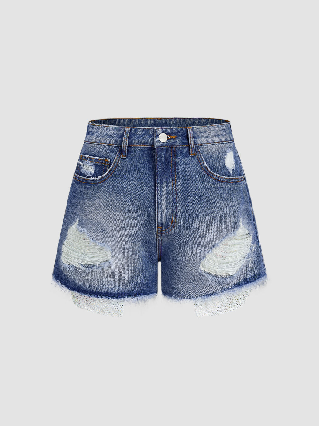 Cider Denim High Rise Ripped Wide Leg Micro Shorts
