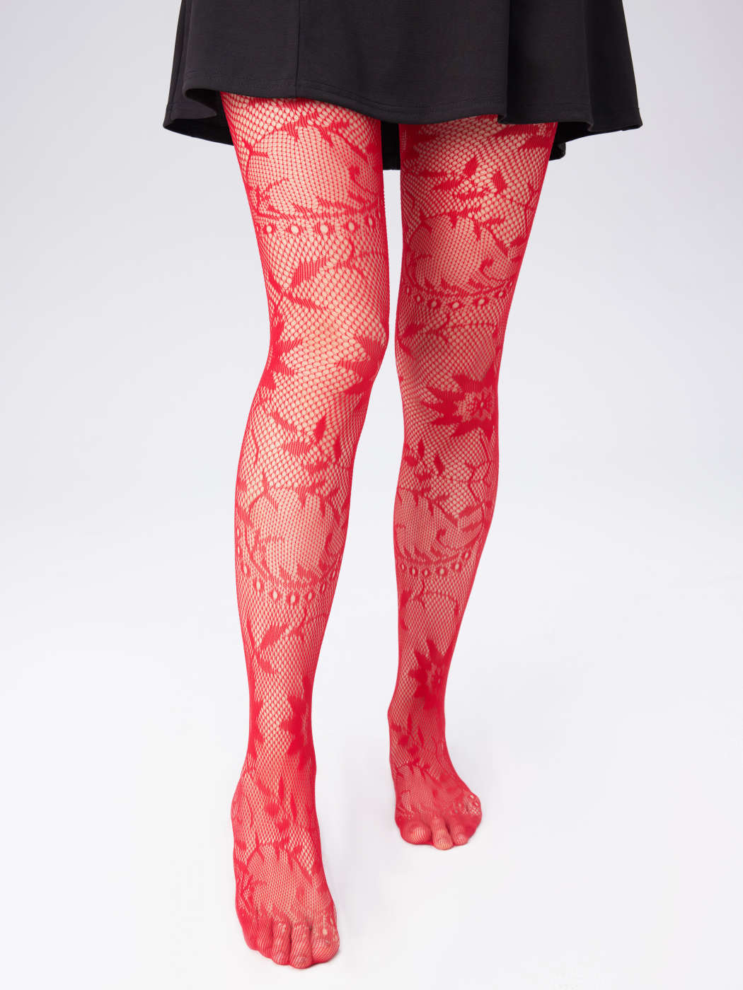 Red Floral Patterned Tights
