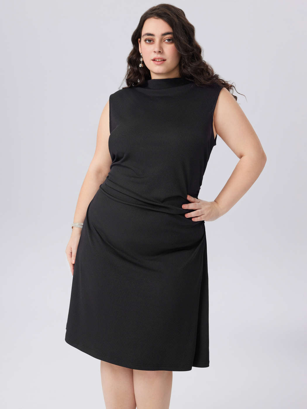 Abiti estivi Tessuto in maglia Mini abito senza maniche solido a