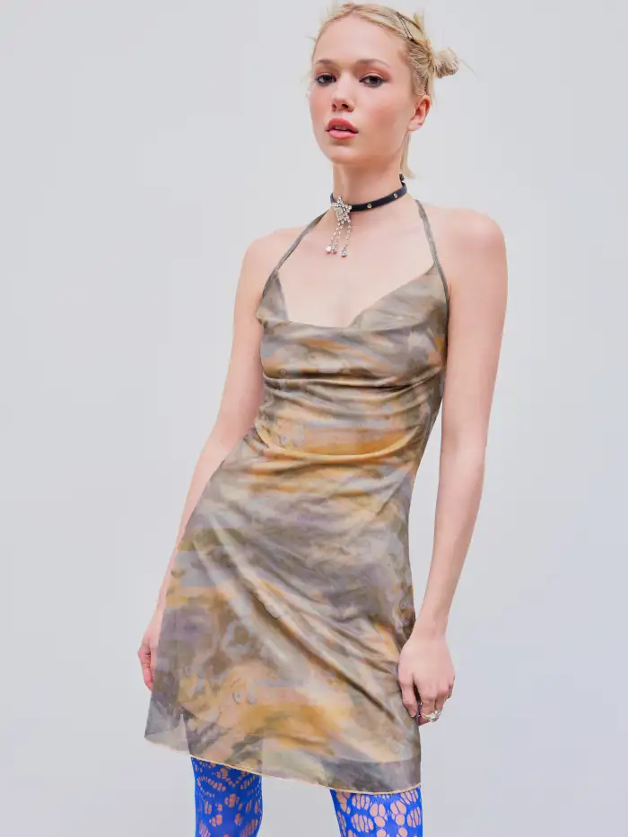 slim fit dress slacks Sheer Mesh Maxi Dress, Holographic Geometric Print Gown, Black Spandex Party Dress, Long Sleeve Festival Outfit, See Through Club Wear