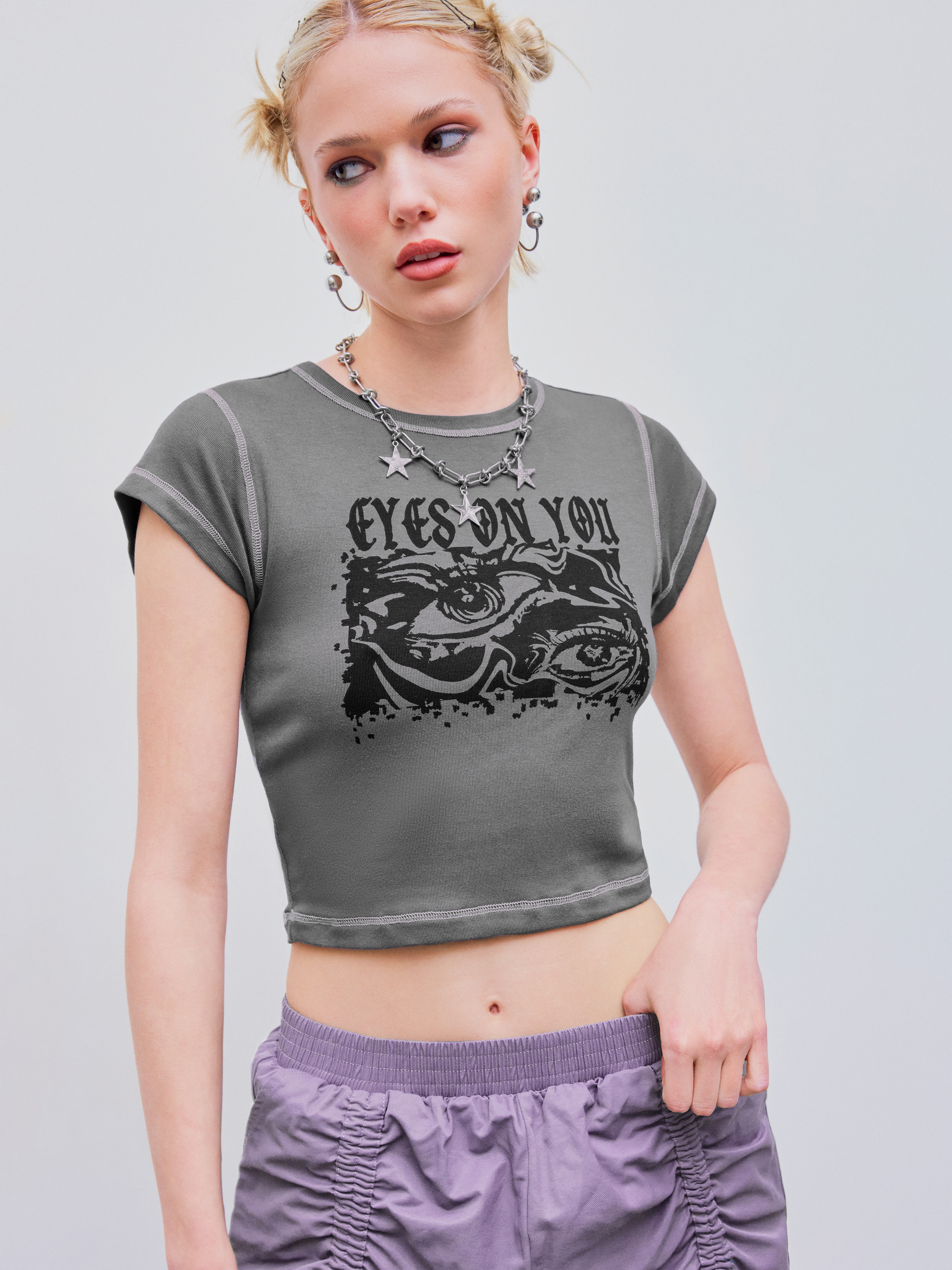◆ojos◆ OJOS x NOITOW SHU Graphic Crop Tshirt Blue 25CB_SH Pre-order ] OJOS x NOITOW SHU Graphic Crop T-shirt – lesson.zero