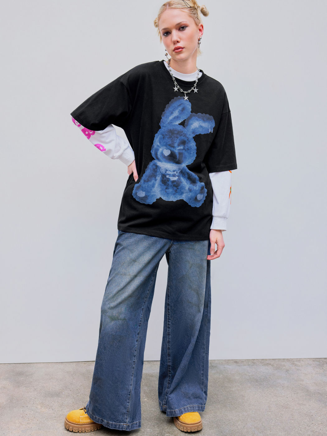  Cider Denim Niedrige Taille Weite Bein Jeans