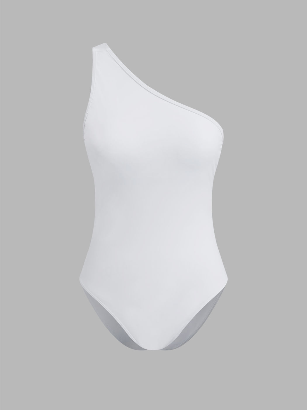 Shaping Asymmetrical Neck Solid Cut Out One Piece Swimsuit