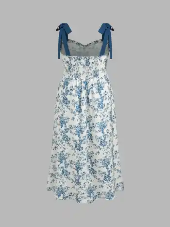 Robe mi-longues fleurie nouée et fendue Curve & Plus