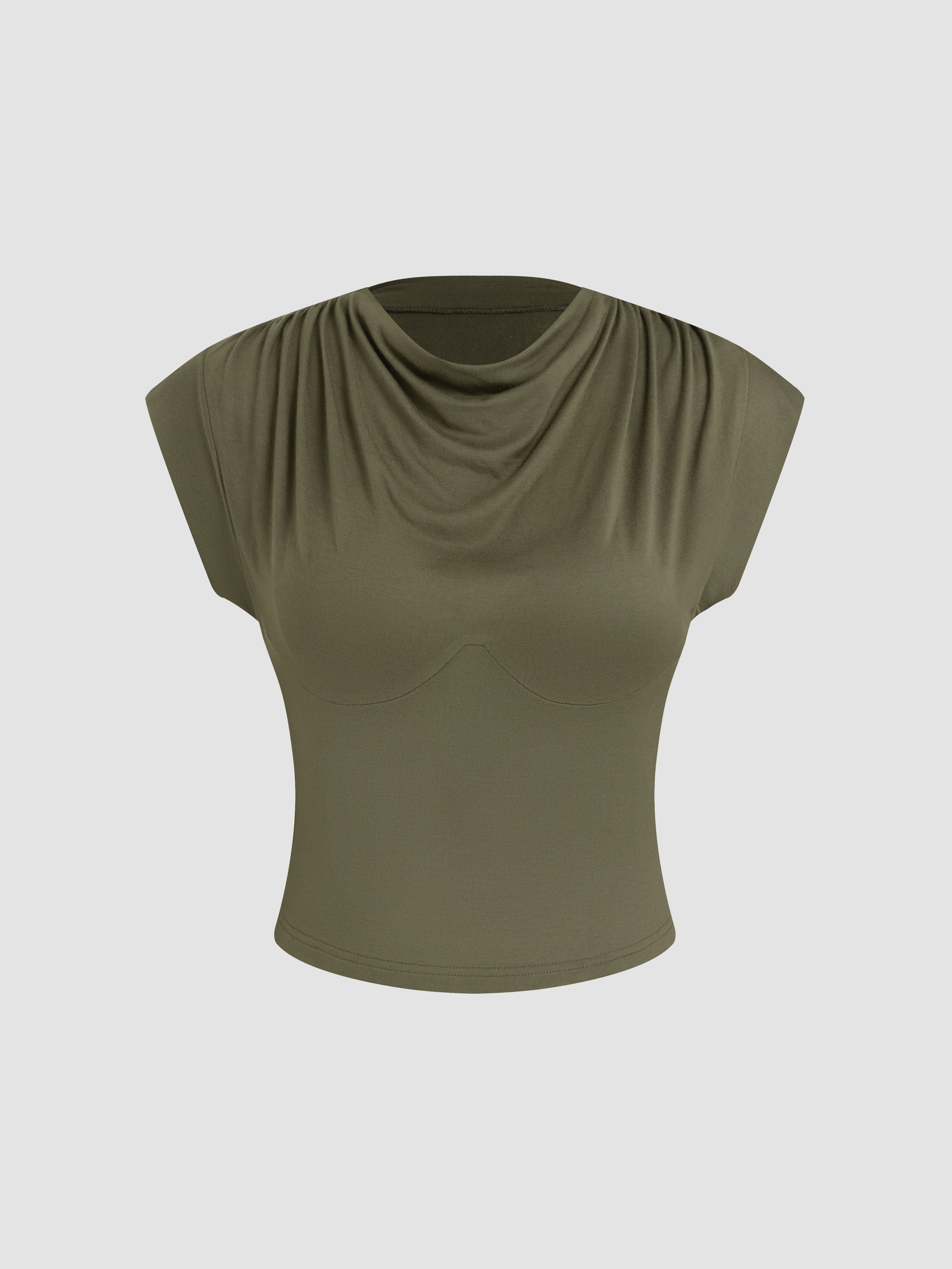 Long sleeve cowl neck solid 2 piece top