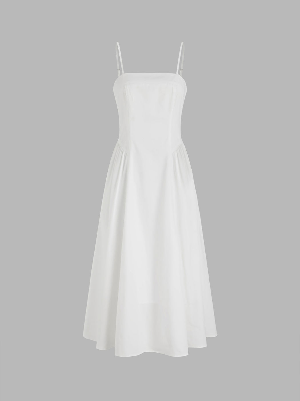 Woven Square Neck Solid Ruffle Hem Midi Dress