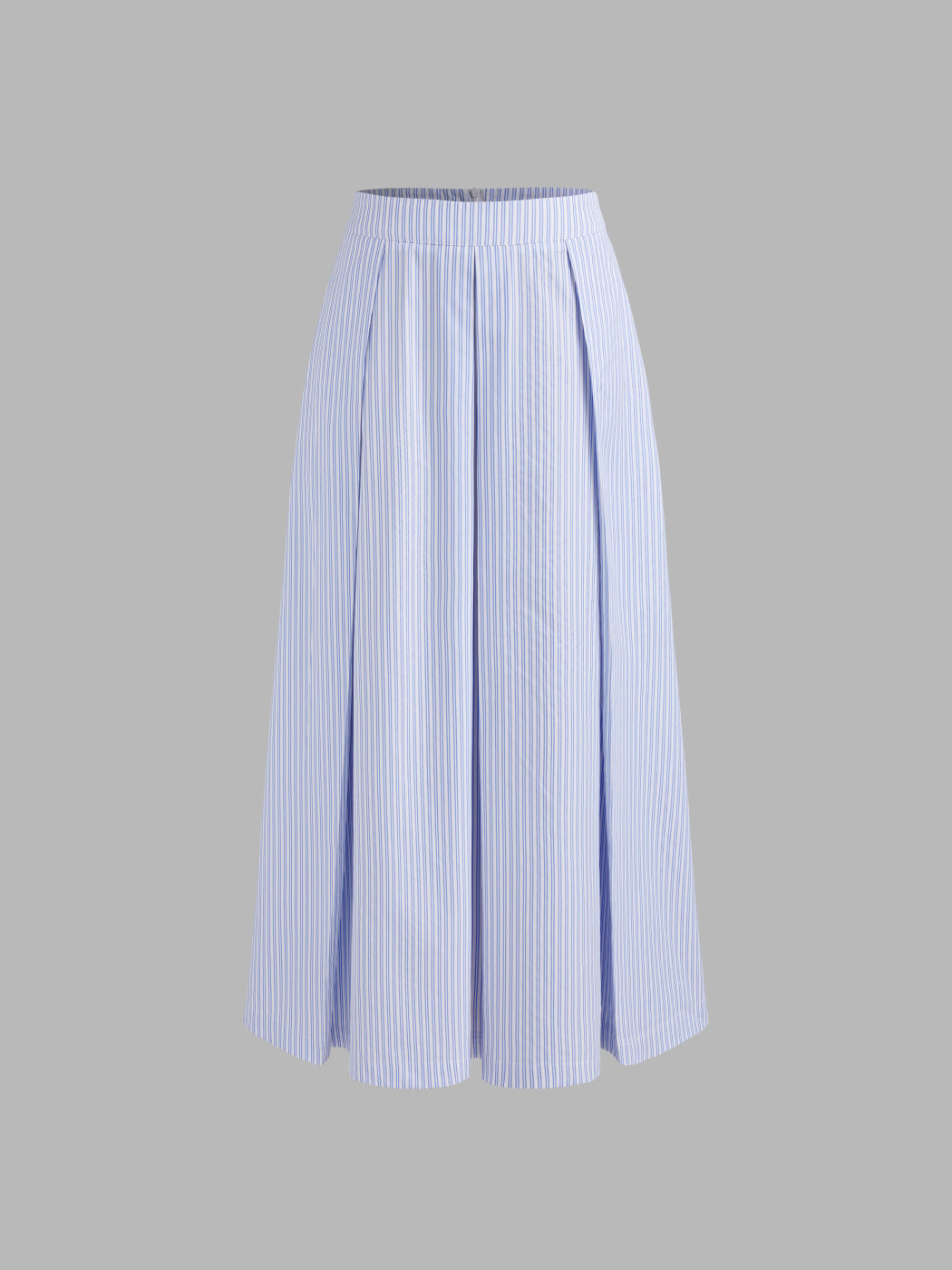Woven Mid Rise Striped Pleated Maxi Skirt