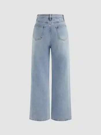 Petite Denim Solid Straight Leg Jeans
