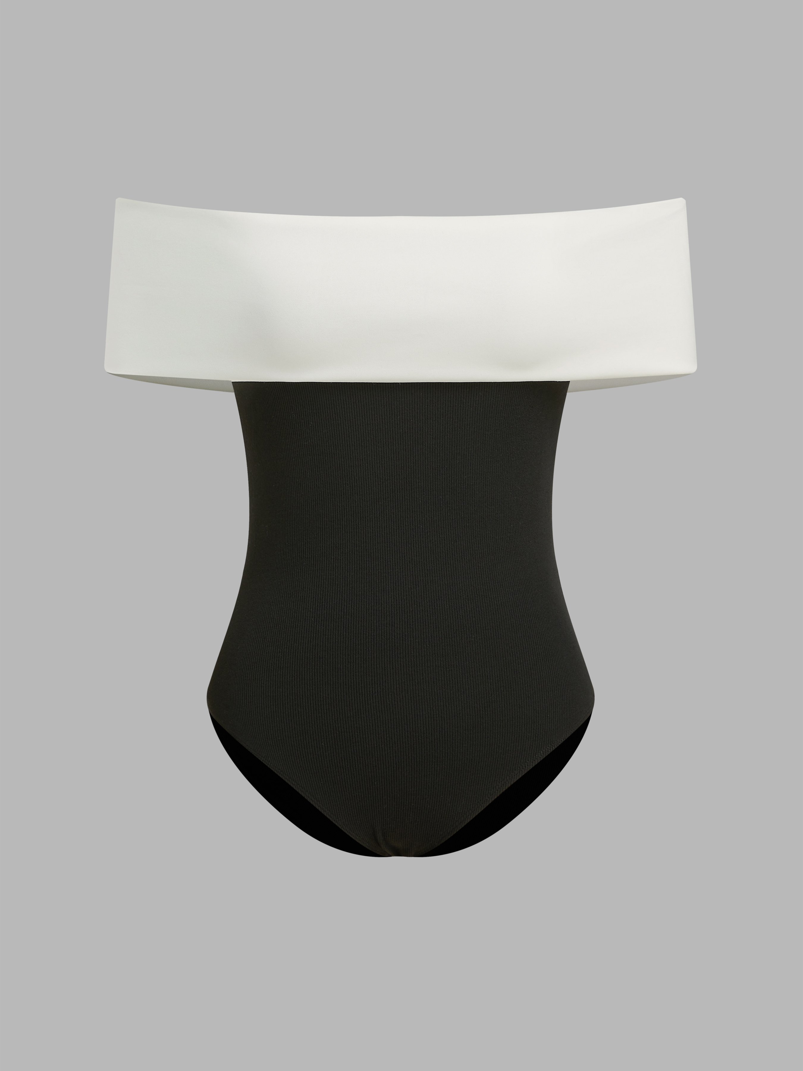 Off-shoulder two tone bodysuit