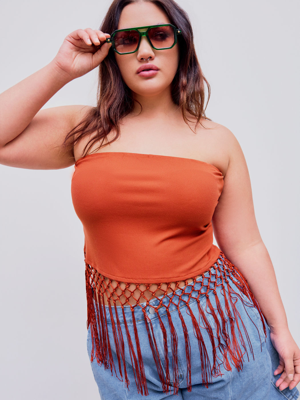 Crochet Tassel Tube Top Curve & Plus