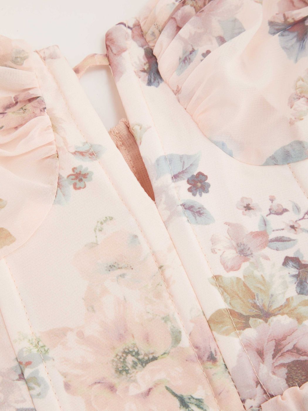 Chiffon Floral Bowknot Layered Ruffle Hem Mini Dress