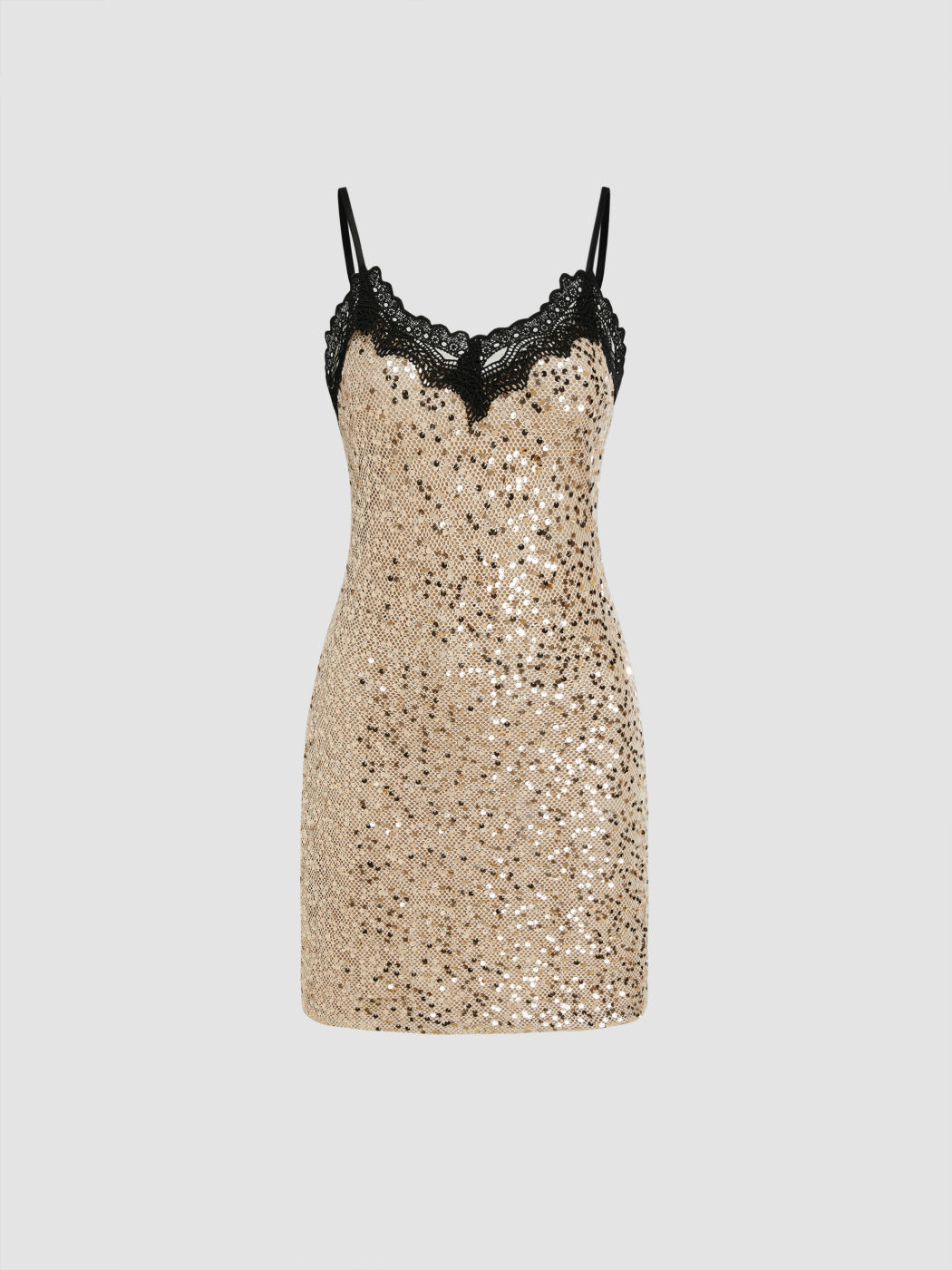 Sequin Sweetheart Contrasting Lace Mini Dress