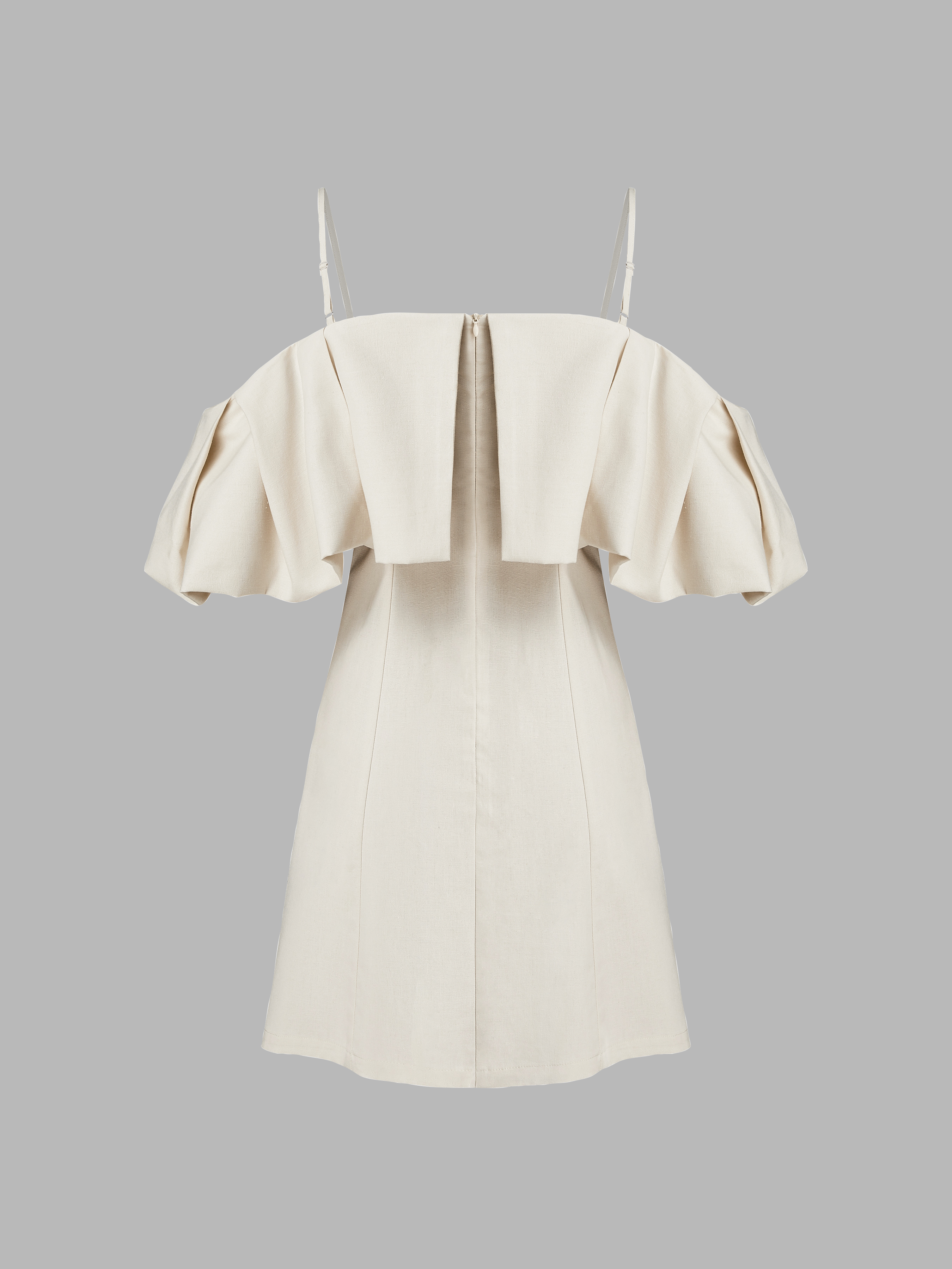 Linen Dress Linen-blend Linen-blend Off-shoulder Solid