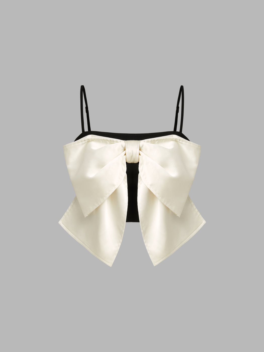 Square Neck Bowknot Shirred Crop Cami Top