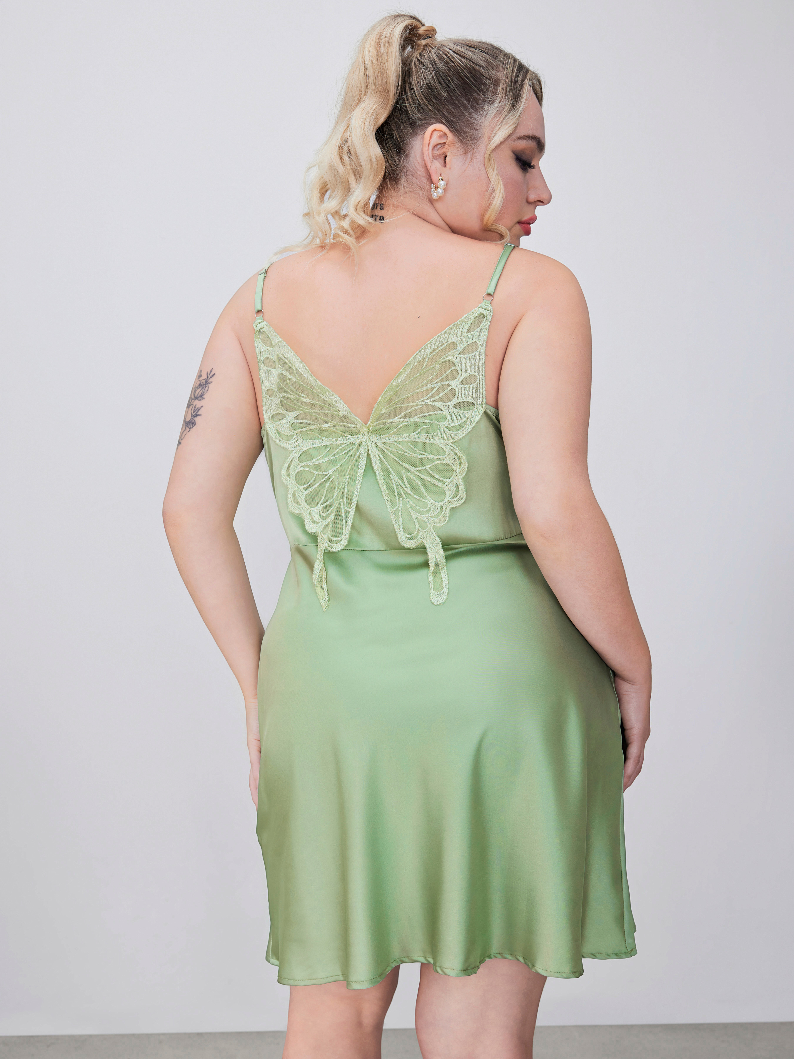 satin cowl neck ruched butterfly mini dress Satin Satin Cowl Neck Ruched Butterfly Mini Dress Curve & Plus For Date  Vacation