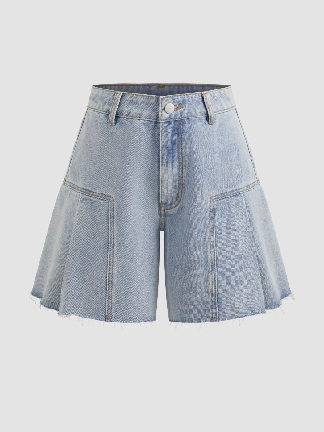 Cider Denim High Rise Pleated Wide Leg Shorts