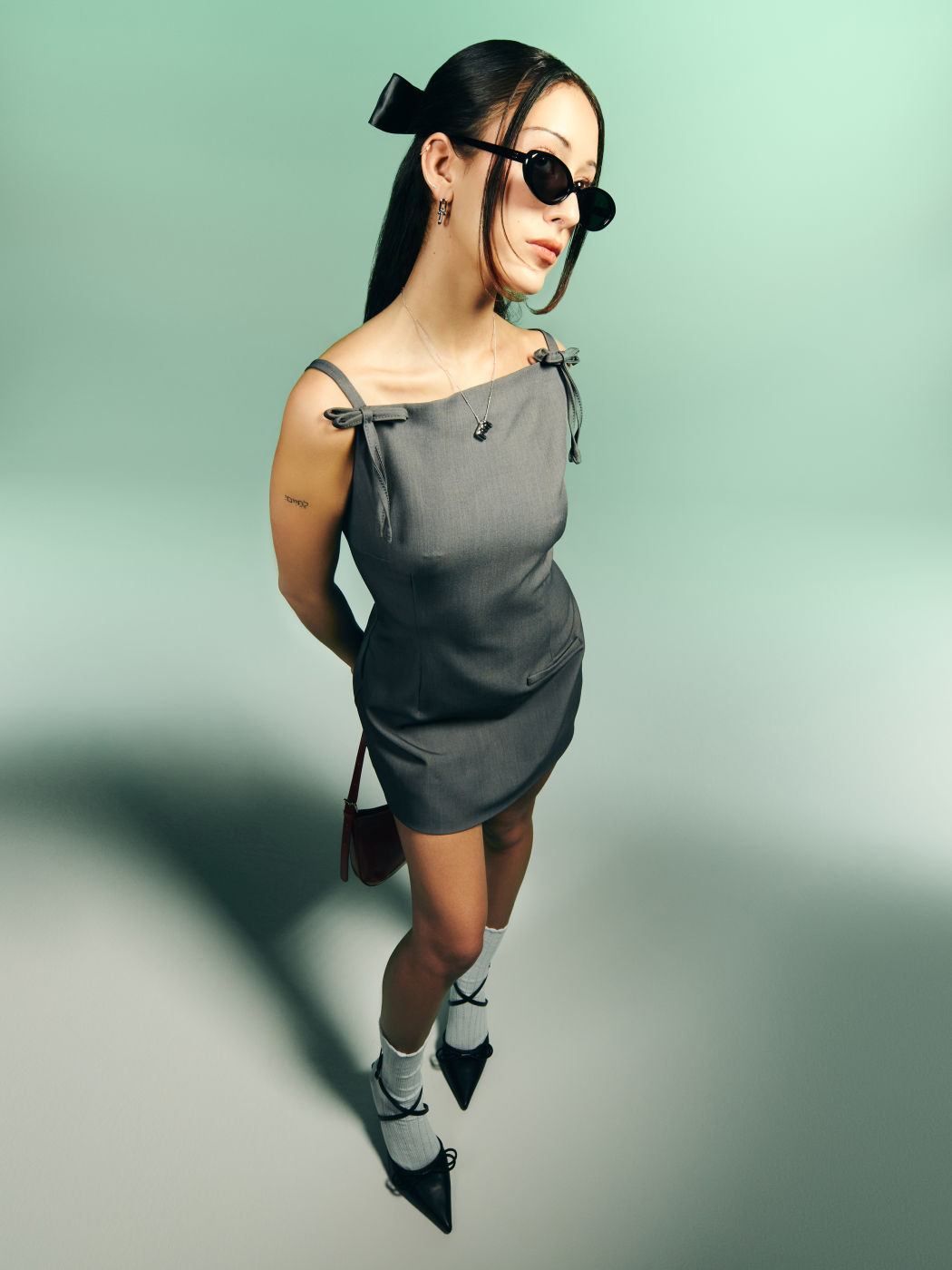 Bowknot Zipper Mini Dress