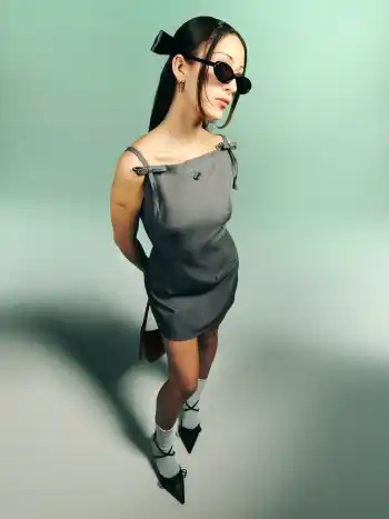 Bowknot Zipper Mini Dress