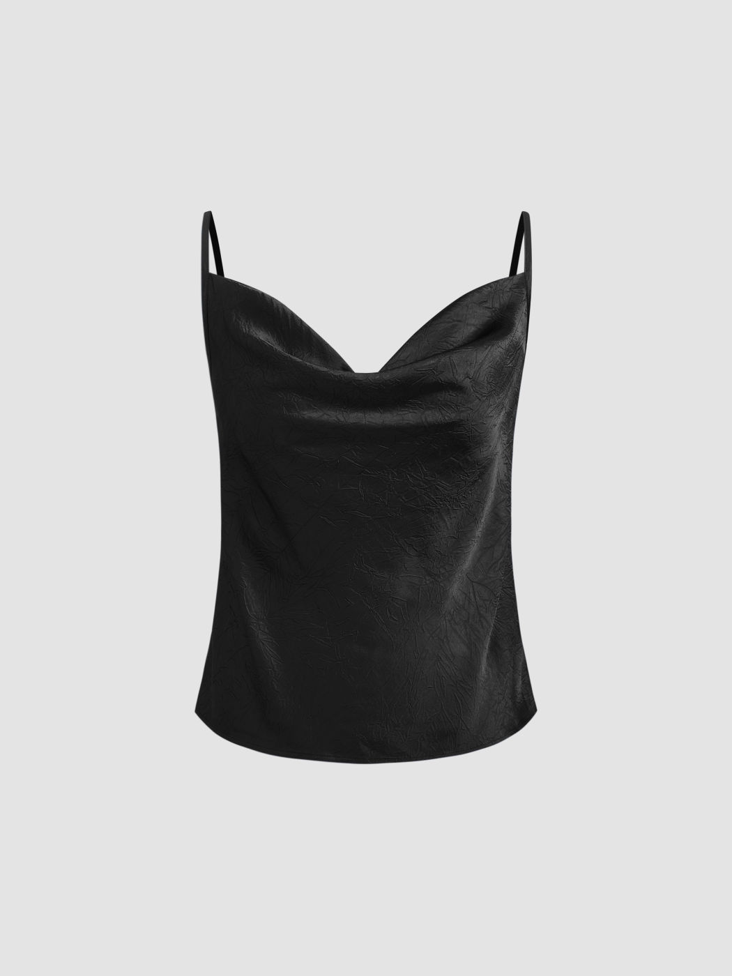 Top de satén con cuello drapeado en color liso