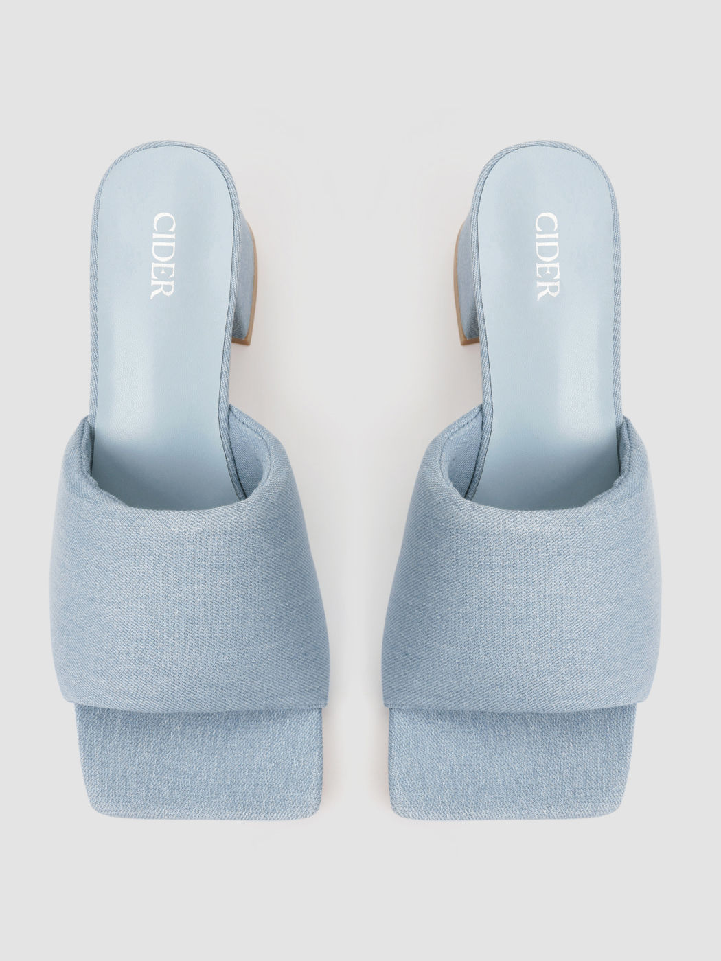 Denim Open Toe Chunky Heeled Sandals