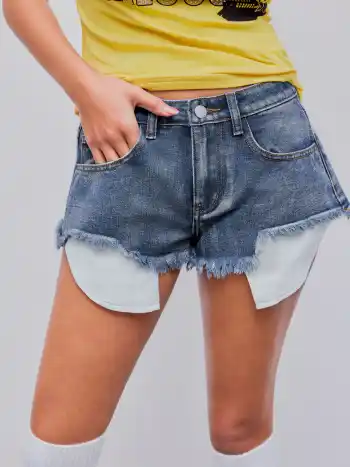 Cider Denim Low Rise Raw Hem Pocket Micro Shorts