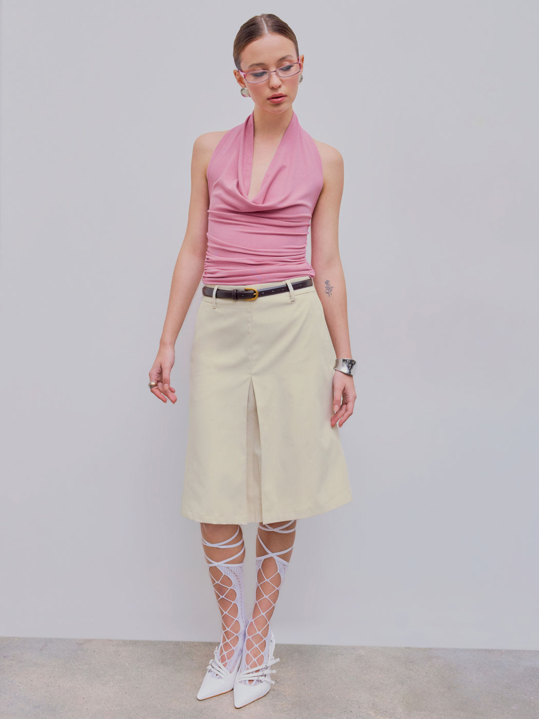 Solid Ruched Halter Top