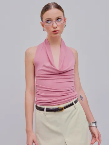  Top Halter Fruncido Sólido