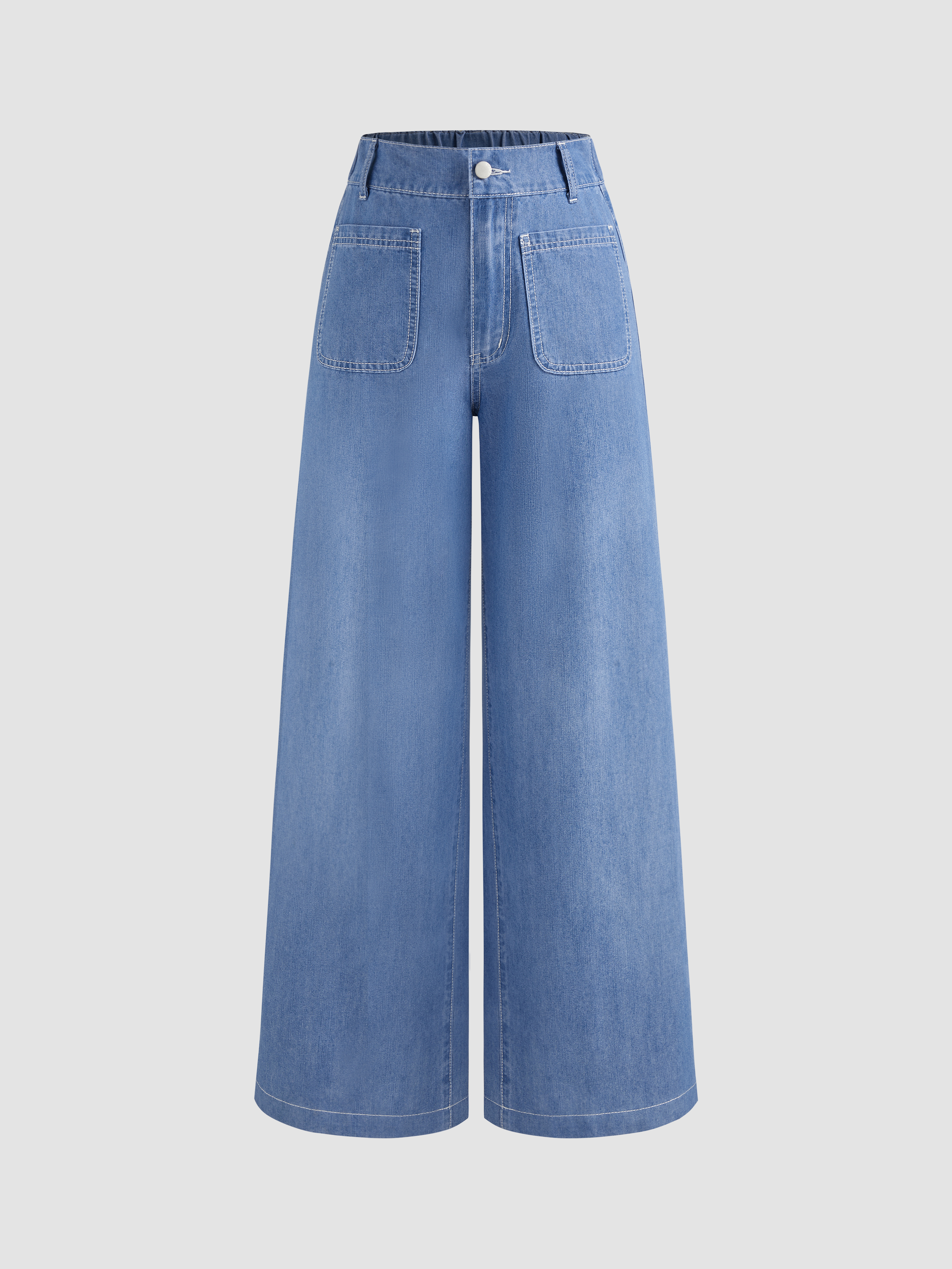 Denim Denim High Rise Solid Wide Leg Jeans For School Vacation