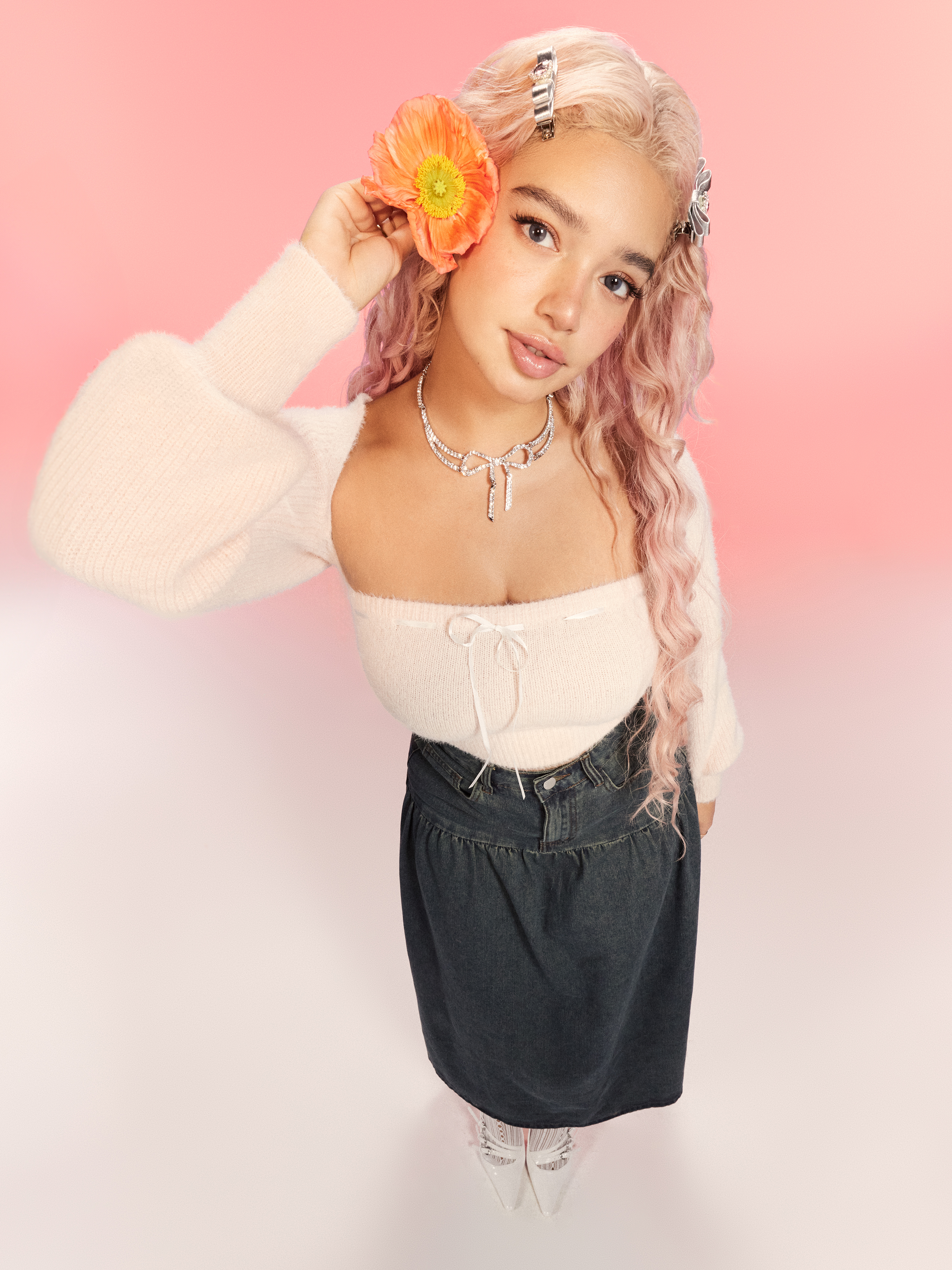Knit Fabric Knit Bowknot Tube Top With Crop Shrug For Daily