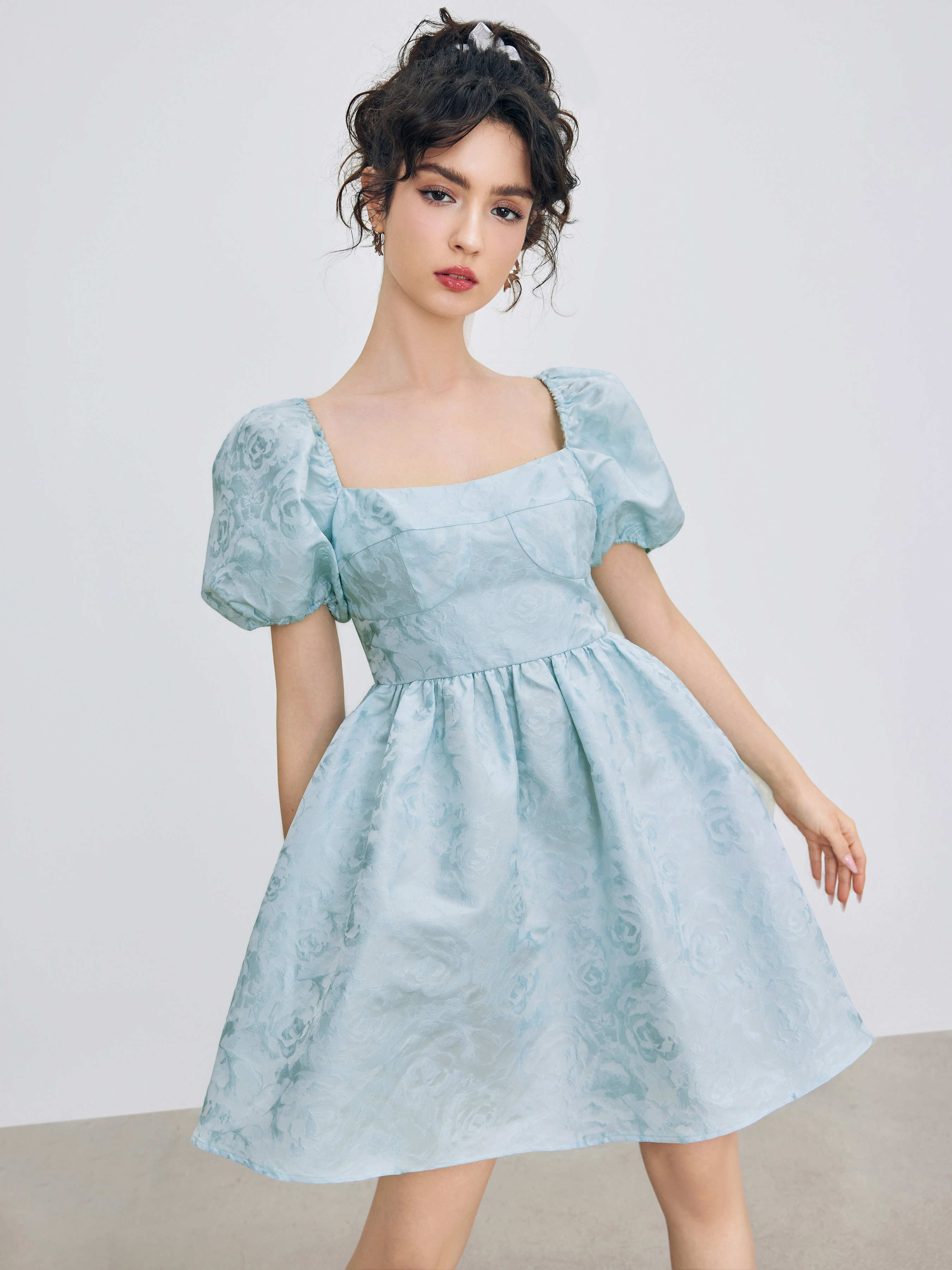 タグ付 未使用 French Bouquet Puff Sleeve Dress Fayth • Bouquet Puff Sleeve Dress