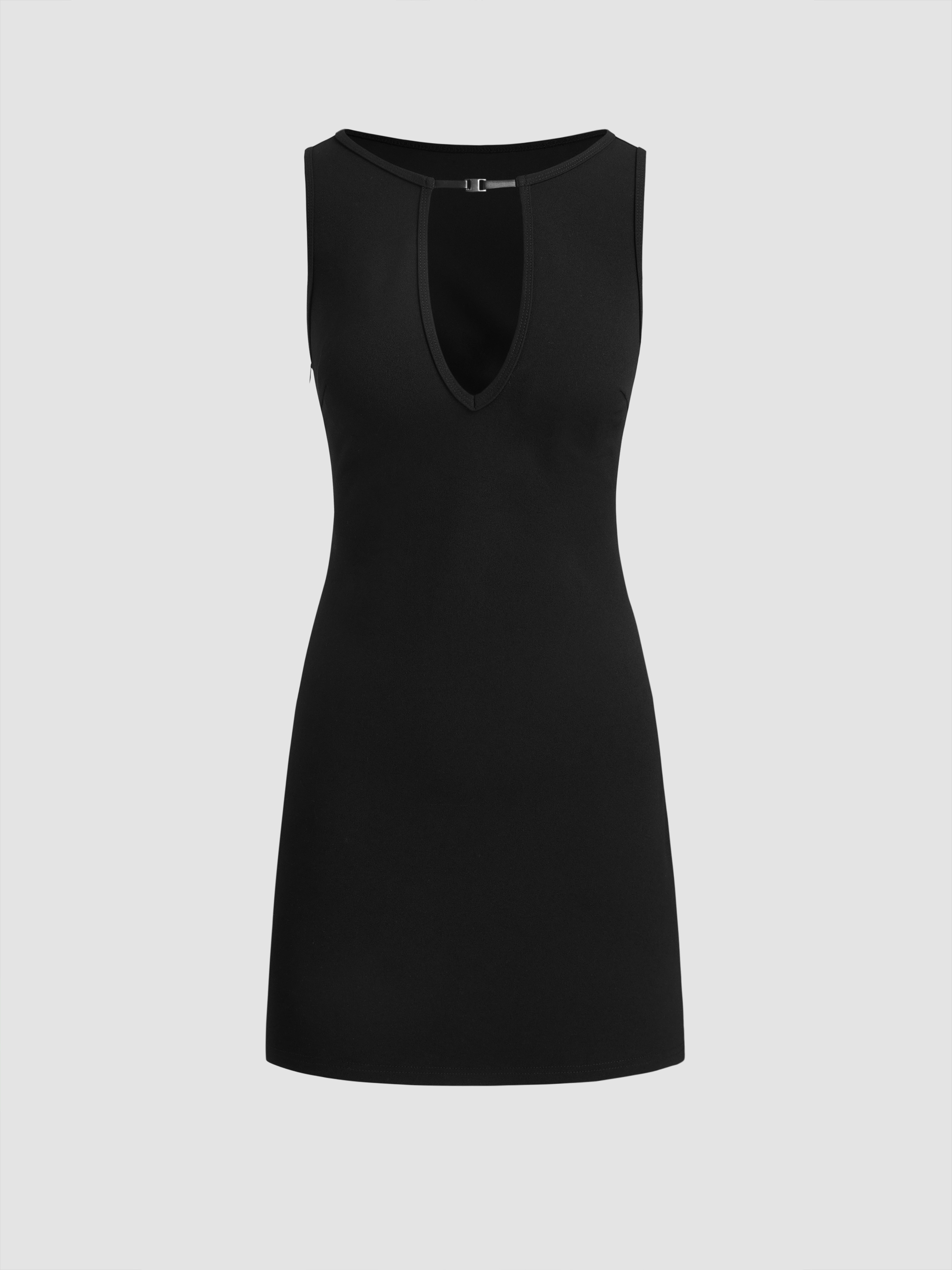 Textured V-Neck Short Sleeve Mini Dress main image 1