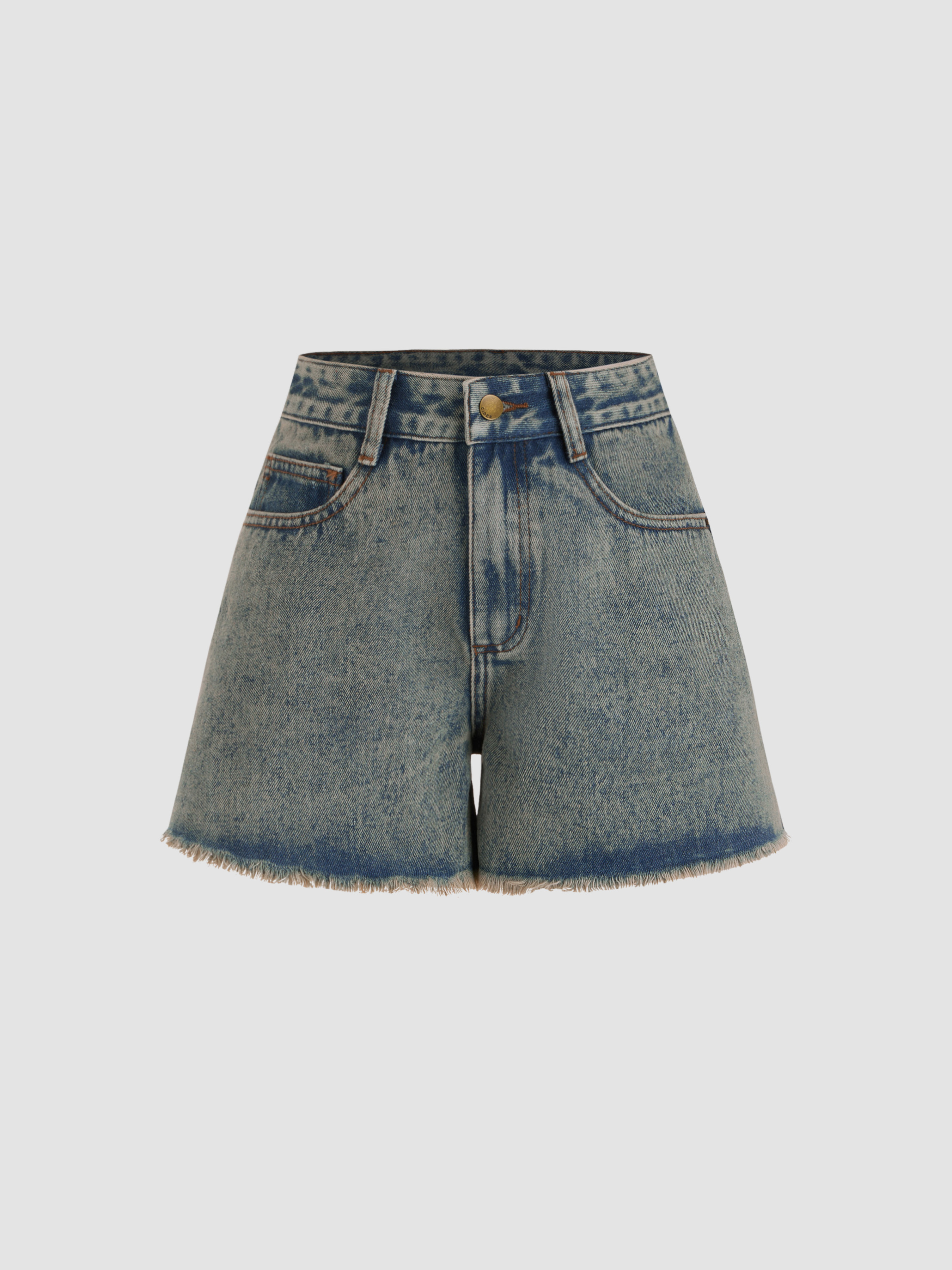 Denim Cider Denim Mid Rise Raw Hem Wide Leg Shorts For School