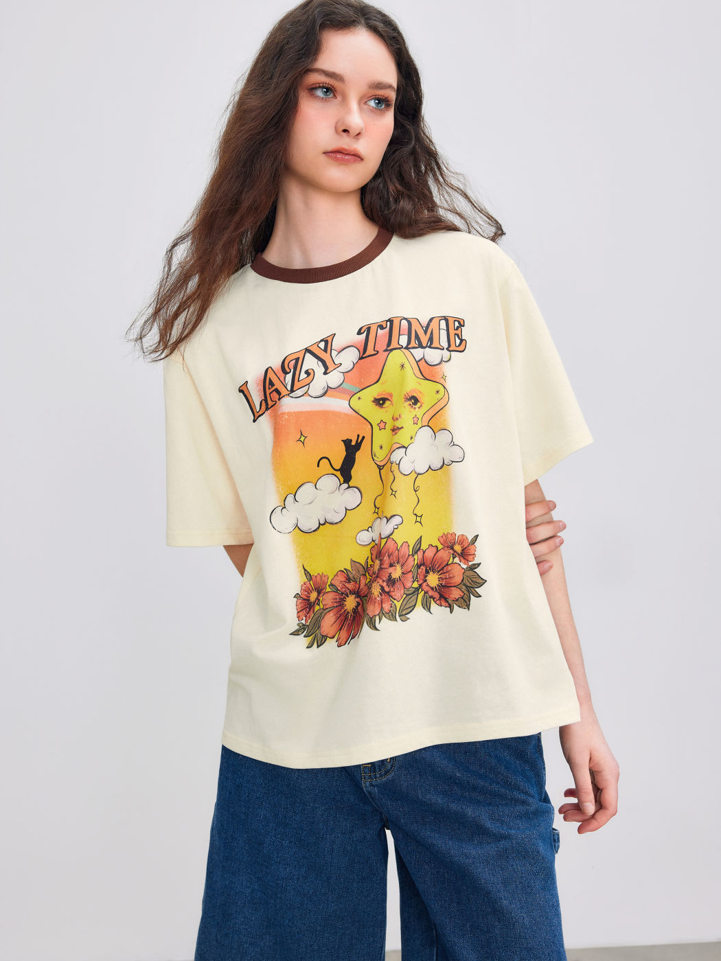 Lazy Time Graphic Round Neck Tee