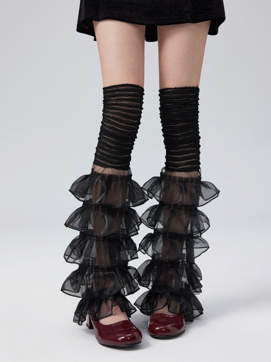 LACE LAYERED OVER THE KNEE SOCKS