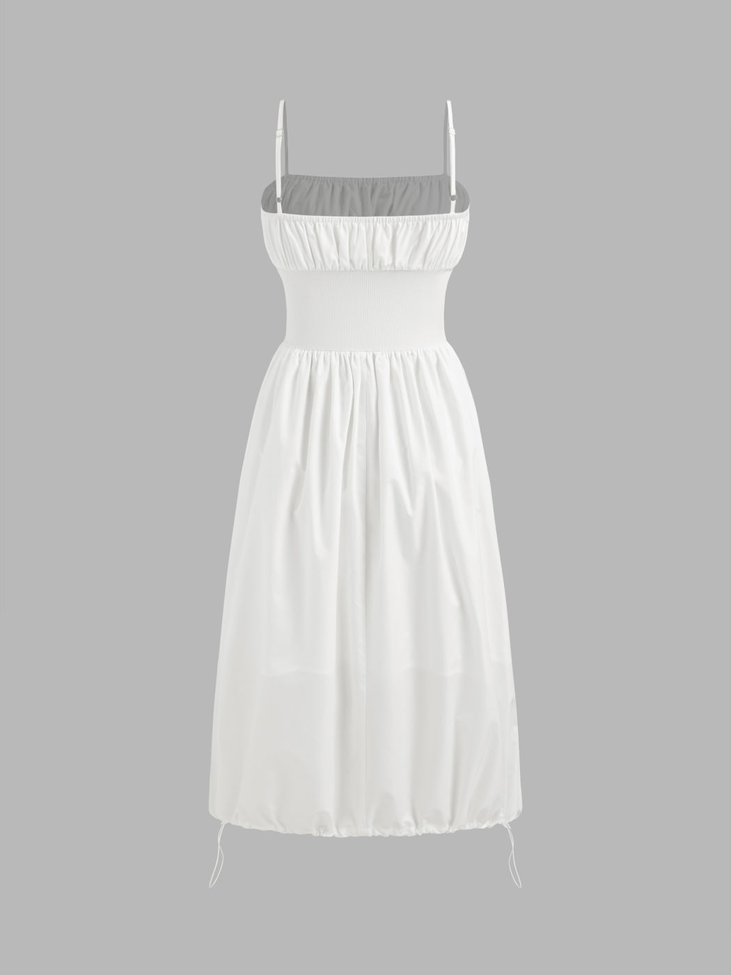 Gewebtes Midi-Kleid mit quadratischem Ausschnitt und gerafftem Korsett