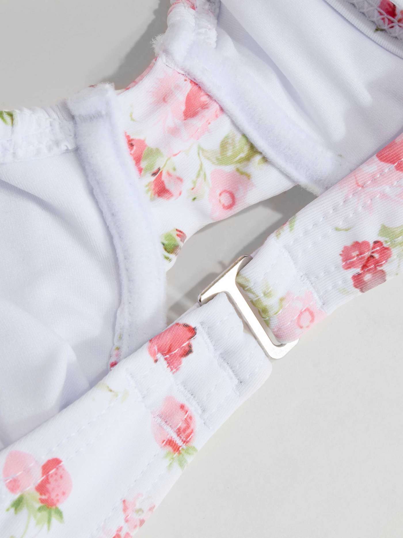 beachwear swimsuits Jersey Square Neck Floral Shirred Underwire Tie Side Bikini Swimsuit For Vacation Swimming Pool