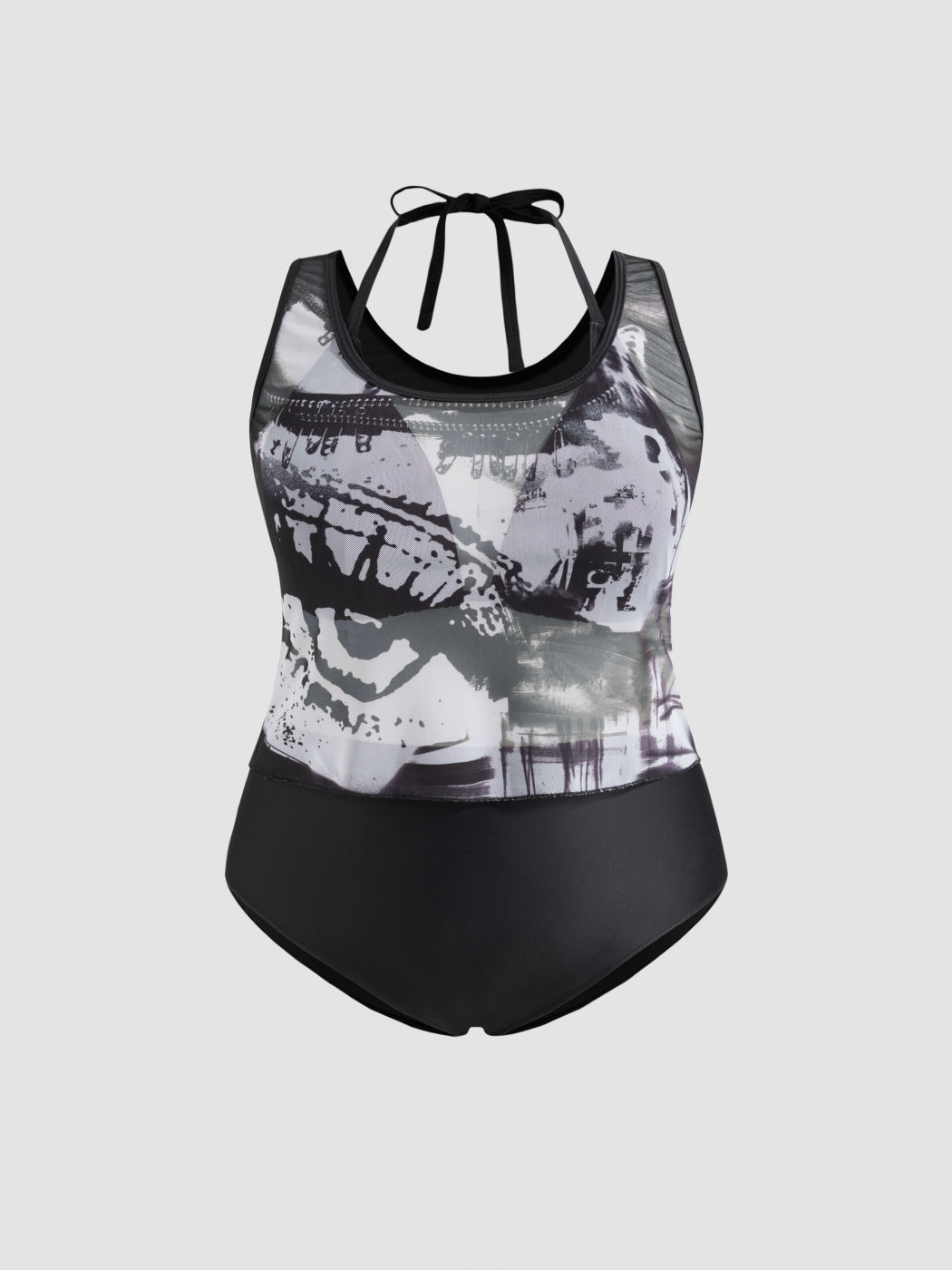 Shaping Halter Bracelet Full Coverage Bikini Swimsuit & Abstract Cover Up Top Curve & Plus