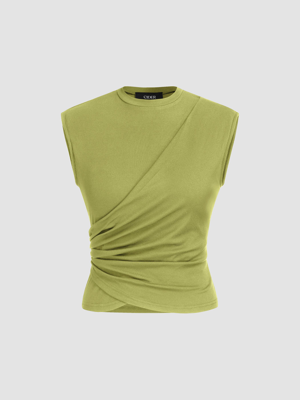 Canotta a coste con scollo rotondo e increspatura